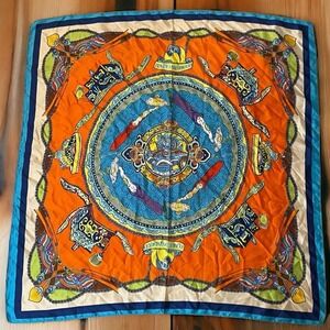 Asian‎ Art To Wear Scarf Ornate Luxury Maximalist Oversized Silky 35in